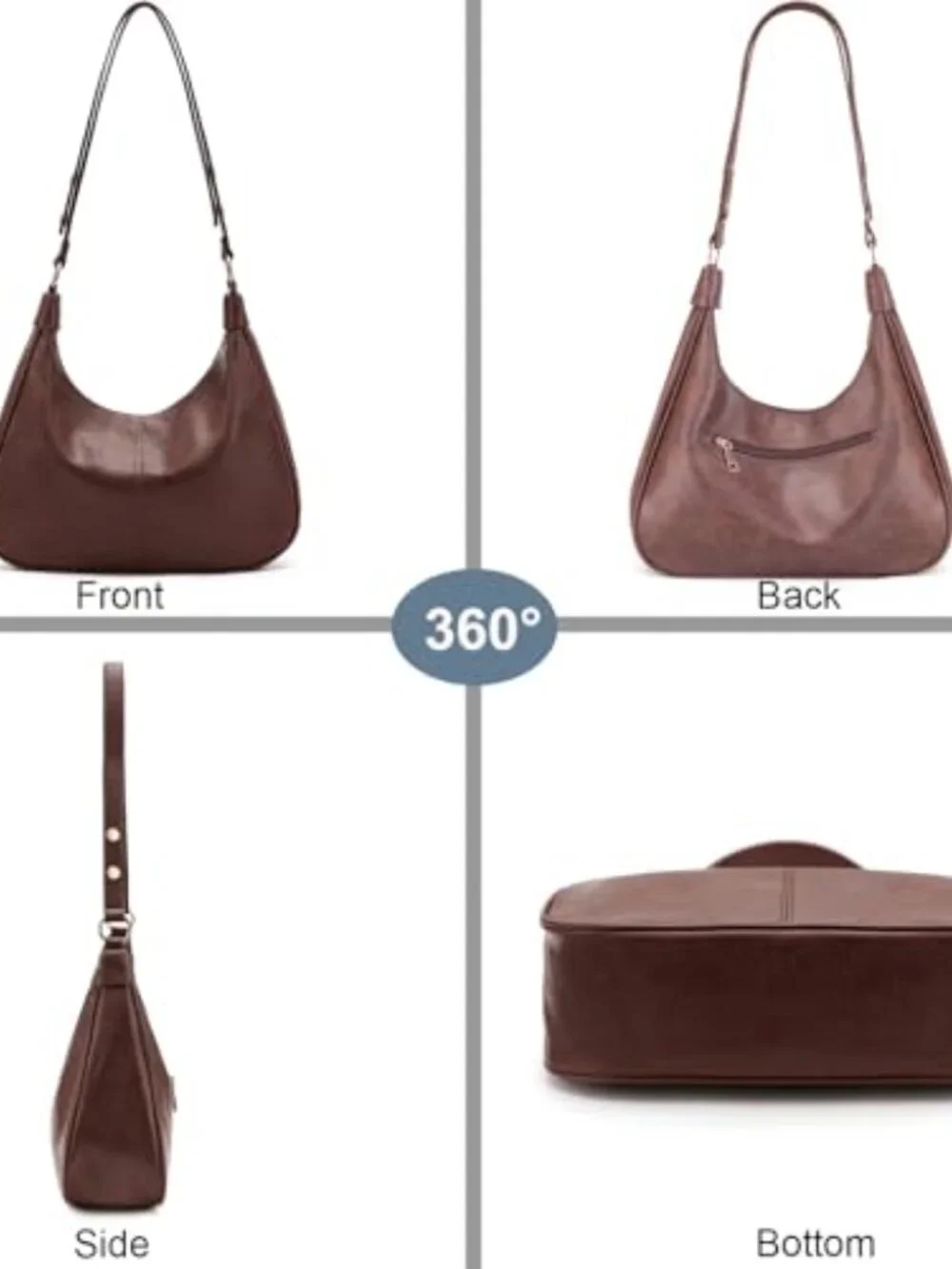 Ultra Soft Foldable Vegan Leather Crossbody Hobo Bag Tote Shoulder Purse